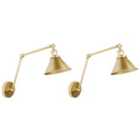 Beliani Set Of 2 Wall Lamps Narva Adjustable Metal Gold
