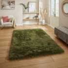 Polar Plush Olive Green Soft Shaggy Rug 60 x 120cm