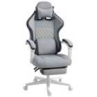 HOMCOM Printed Velvet Computer Recliner Chair with Adjustable Height, Grey