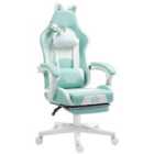 HOMCOM Gaming Chair with Footrest, Reclining Computer Chair, Light Blue