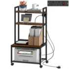 HOMCOM 4-Tier Mobile Printer Stand with Power Outlets for Home Office