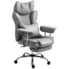 HOMCOM Office Chair, High Back Leathaire Desk Chair for Home, Grey