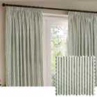 Hebden Striped 100% Cotton Lined Pencil Pleat Curtains Forest Green 229cm width 229cm drop