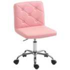 HOMCOM Modern Vanity Computer Desk Chair with Rolling Wheels, Pink