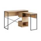 Decortie Working Desk 37.2X110X77Cm Particleboard, Metal Oak