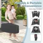 COSTWAY 5-in-1 Foldable Pack and Play with Removable Bassinet-Grey