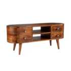 Elm Home And Garden Solid Dark Brown Wood Tv Video Unit 4 Drawers Retro