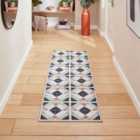 Victoria H1190 Grey/Orange Washable Rug 76 x 150cm