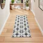 Victoria H1190 Grey/Green Washable Rug 61 x 230cm