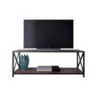 Decorotika Xena Sideboard Tv Unit Tv Stand With Shelving Open Storage Industrial Metal Frame - Walnut And Black