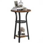 HOMCOM 3-Tier Small End Table Industrial 38 cm Round Side Table Rustic Brown