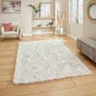 Polar Plush White/Grey Soft Shaggy Rug 60 x 120cm