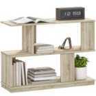 HOMCOM Modern Narrow End Table, S-Shaped Nightstand, Natural Wood Finish