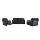Furniture One Manual Reclining Sofa Collection Sectional Couches Set Grey - 3+2+1 Seater Sofa Set