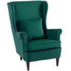 HOMCOM Wingback Chair, Modern Accent Chair for Living Room Bedroom, Green