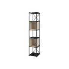 Decortie Mini Bookcase Unit With Adjustable Shelves 36X179Cm Wall-mounted Particleboard, Metal, Black Wood, Sandstone