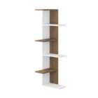 Decortie Corner Bookcase Unit 24X37X141Cm Wall-mounted Shelves Particleboard, White, Dark Oak Effect