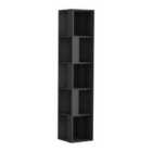 Decortie Corner Bookshelf Unit 31.4X158.9Cm Wall-mounted Bookcase, Particleboard, Anthracite Grey