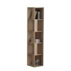Decortie Corner Bookshelf Unit 31.4X158.9Cm Wall-mounted Bookcase, Particleboard, Oak