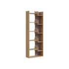 Decortie Bookcase Shelving Unit 69X162.4Cm Wall-mounted Bookcase, Particleboard Oak, Mocha Grey