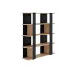 Decortie Bookcase Shelving Unit 29X110X122Cm Particleboard, Black, Oak