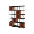 Decortie Maxi Bookcase Unit With Adjustable Shelves 139.5X179Cm Wall-mounted Particleboard, Metal, Black Wood, Cinnamon