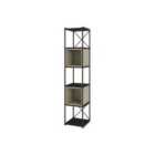 Decortie Mini Bookcase Unit With Adjustable Shelves 36X179Cm Wall-mounted Particleboard, Metal, Black Wood, Ash Green