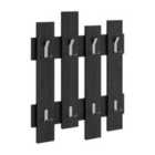 Decortie Wall Mounted Coat Rack With 8 Metal Hooks 4X64X81Cm Black Wood