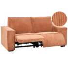 Beliani Jumbo Cord Electric Recliner Sofa Orange NUKari