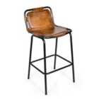 North Interiors Real Genuine Leather Breakfast Kitchen Bar Stool Tan Brown 92Cm High X 46Cm Wide X 49Cm Seat Height 70Cm
