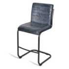 Elm Home And Garden Real Genuine Leather Kitchen Café Bar Stool With Back Grey