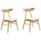 Beliani Set Of 2 Dining Chairs Lynn Wood Light Beige