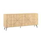 Decortie Sideboard Large 181X77.4Cm 6 Door Storage Cabinet Particleboard Oak