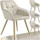 Chair Marilyn - Quilted Velvet Look, Continuous Backrest, Golden Steel Legs