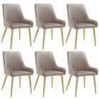 Tectake Avane Dining Chair Taupe Set Of 6