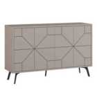 Decortie Sideboard Medium 123X77.4Cm 4 Door Storage Cabinet Particleboard Mocha Grey