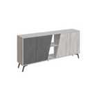 Decortie Sideboard 180Cm 35.6X180X82Cm 4 Particleboard Ancient White, Retro Grey