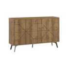 Decortie Sideboard 123X77.4Cm 4 Door Storage Cabinet Particleboard Dark Oak Effect