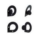 Decortie Wall Mounted Metal 3-hooks 3.2X6X6Cm Black