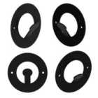 Decortie Wall Mounted Metal Round 3 Hooks 3X8.2X8.2Cm, Black