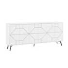 Decortie Sideboard Large 181X77.4Cm 6 Door Storage Cabinet Particleboard White