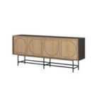 Decortie Joji Sideboard Console 40X187X77.6Cm Wall-mounted 4 Particleboard Silky Black, Oak