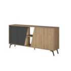 Decortie Sideboard 180Cm 35.6X180X82Cm 4 Particleboard Oak, Anthracite Grey Grey