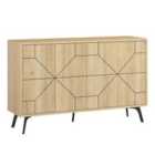 Decortie Sideboard Medium 123X77.4Cm 4 Door Storage Cabinet Particleboard Oak