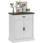 HOMCOM Sideboard Storage Cabinet with Thick Tabletop and 2 Barn Doors White