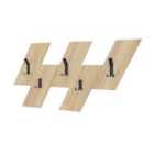 Decortie Wall Mounted Coat Rack 1.8X75.2X45.3Cm With 5 Metal Hooks Oak