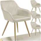 Dining Chair Marilyn - Quilted Velvet, Continuous Backrest, Gold Steel Legs
