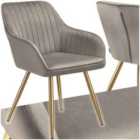 Dining Chair Marilyn - Quilted Velvet, Continuous Backrest, Gold Steel Legs