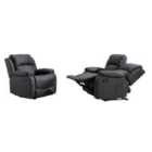 Furniture One Manual Reclining Sofa Collection Sectional Couches Set Grey - 2+1 Seater Sofa Set