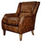 Elm Home And Garden Real Genuine Leather Tub Aviator Wing Accent Arm Chair Brown Tan